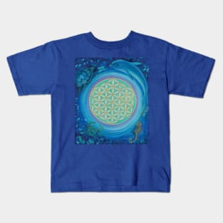 Flower of Life, element of water Kids T-Shirt